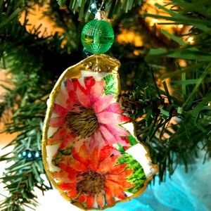 Vintage green Glass Bead floral ornament Garden decorations